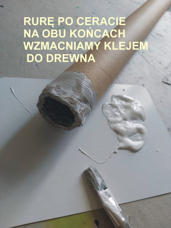 Pomalowana klejem końcówka rury