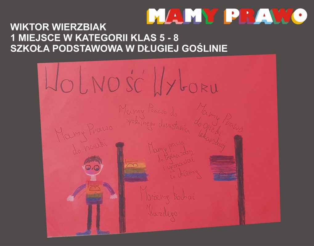 Wiktor Wierzbiak 1 miejsce w kategorii klas 5 – 8 Szkoła Podstawowa w Długiej Goślinie